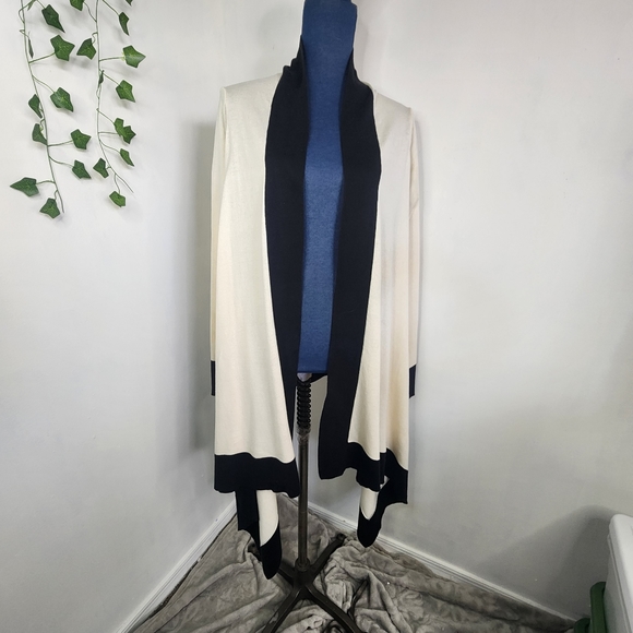 Talbots Lux Silk Cashmere Blend Drape Open Front Cardigan Sweater - Picture 8 of 12